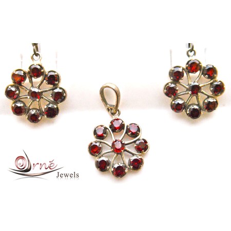 Garnet Sterling Silver Pendant Set